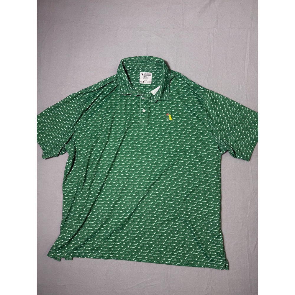 Local Boy Outfitters Mens 3XL Green Golf Cart Print Performance Polo Shirt